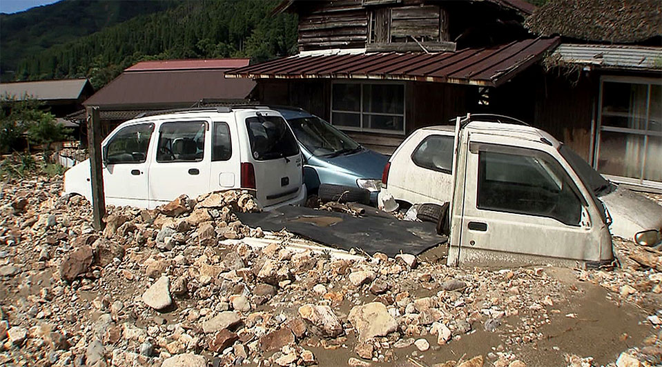 九州北部豪雨　堤防が決壊した矢部川 2012年