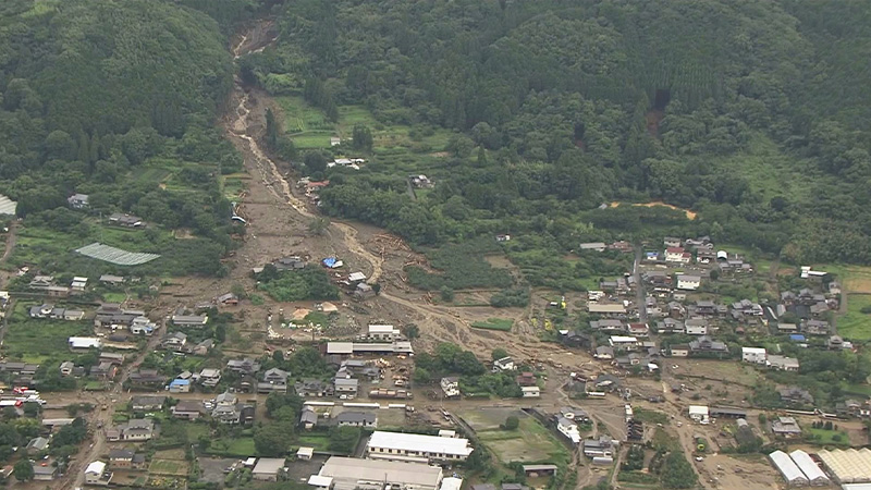 田主丸の土砂崩れの様子