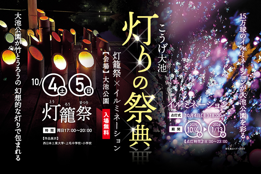 こうげ大池「灯りの祭典」～灯籠祭×イルミネーション～