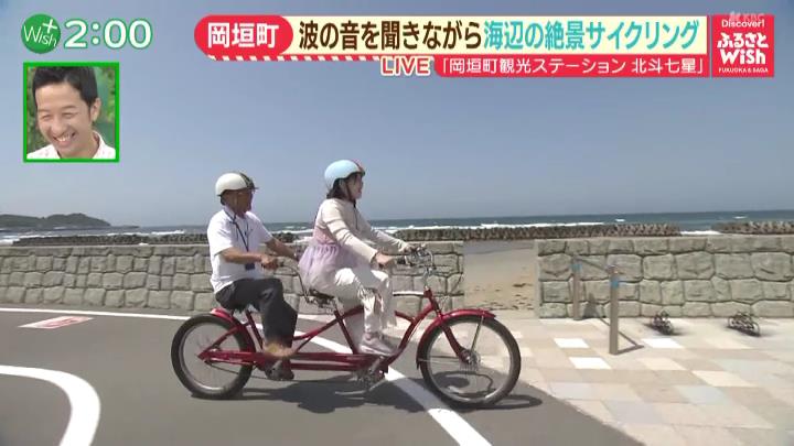 「岡垣町観光ステーション北斗七星」のレンタサイクル【「岡垣町観光協会」事務局長・武谷勝さん(左)、大川紫磨リポーター（右）】 